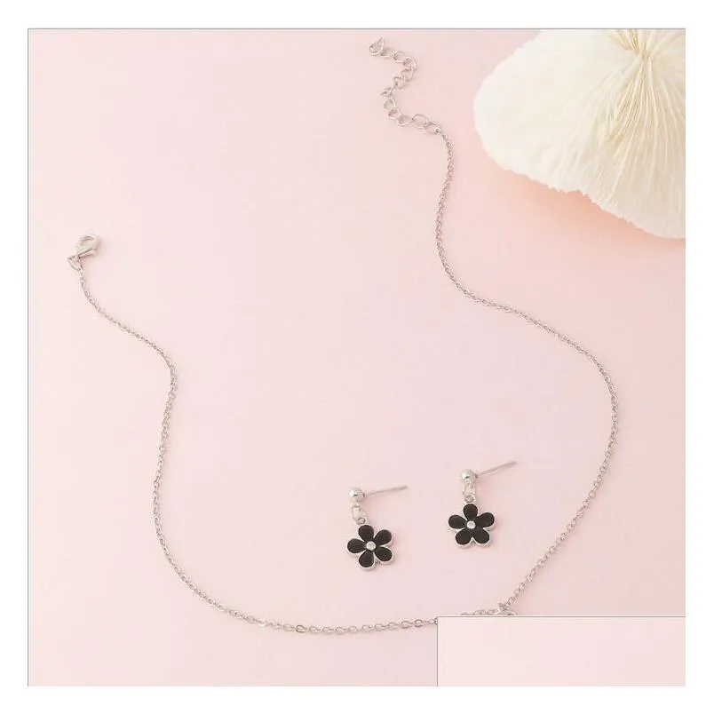 candy color dripping oil florets necklaces earring jewelry sets gsfs002 fashion women gift earrings necklace set