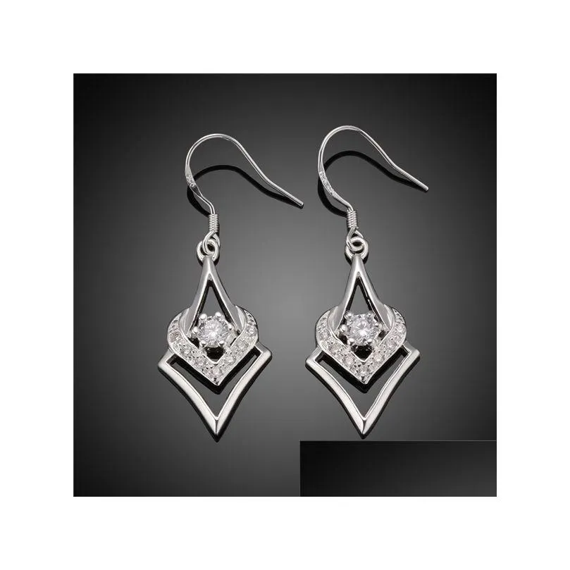 womens sterling silver plated hollow flower earrings dangle chandelier gsse444 fashion 925 silver plate earring gift