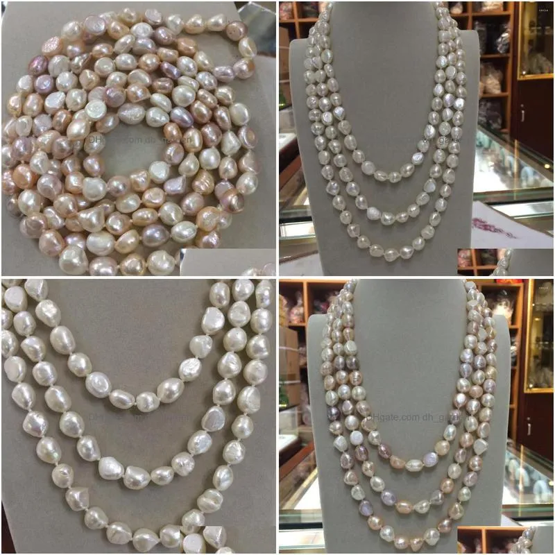 chains long 6089mm baroque white pink purple freshwater pearl necklace