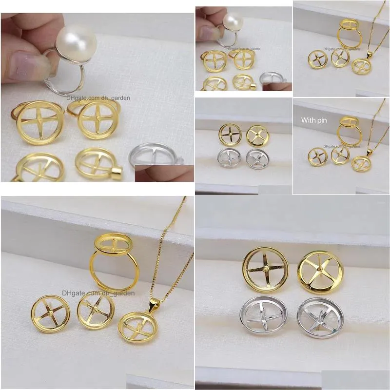 stud earrings qiaobeige diy accessories with pin 925 silver base mabell beads 1315mm pearl empty support