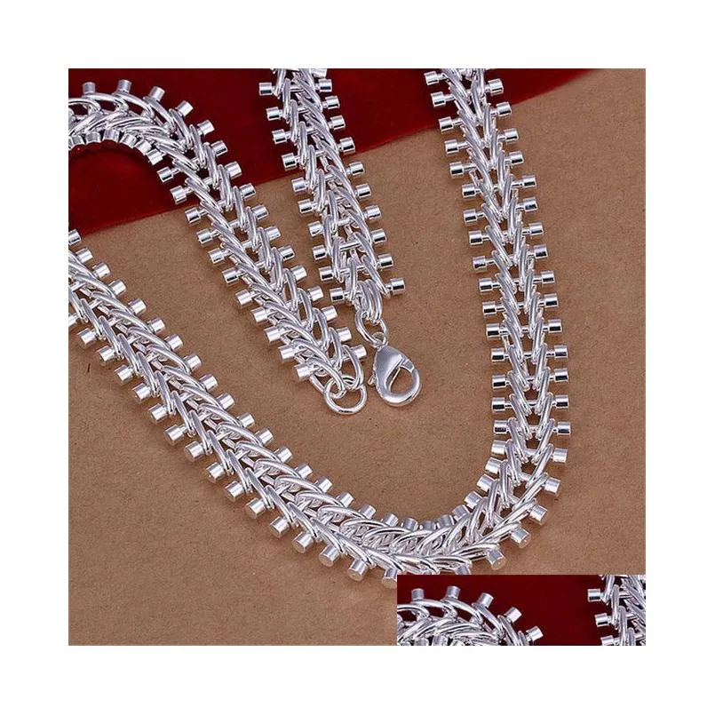 sterling silver plated fishbone shape chains necklace 18inchsx12mm gssn166 fashion lovely 925 silver plate jewelry necklaces chain