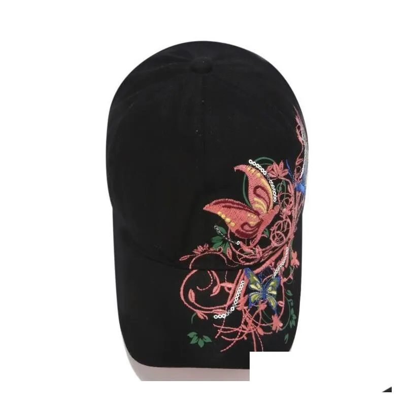 on sale sequin embroidery butterfly embroiderys baseball cap hats gsmb049a fashion accessories sun protection ball caps hap