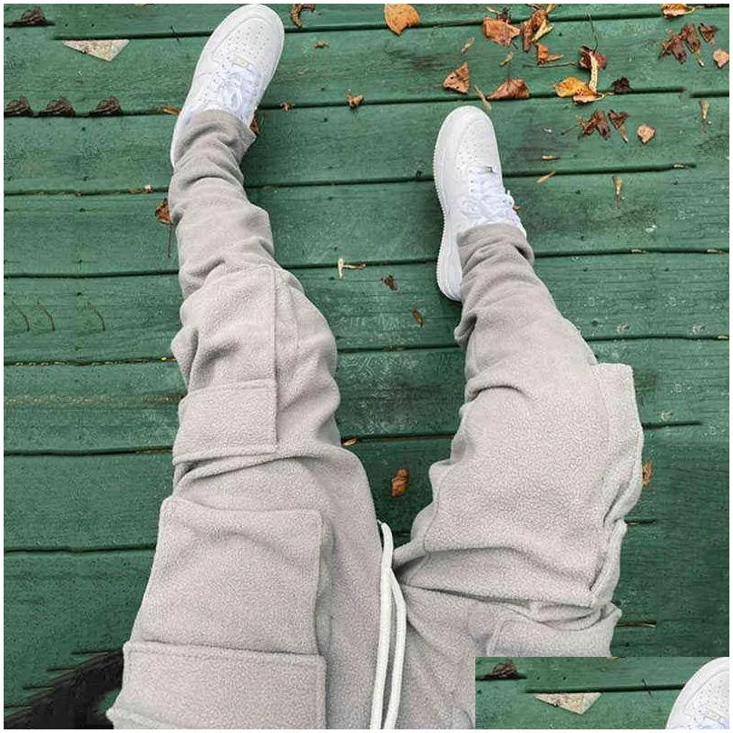 fall winter streetwear mens cargo pants pockets sweat pant casual trousers mens jogging pants sweatpants h1223