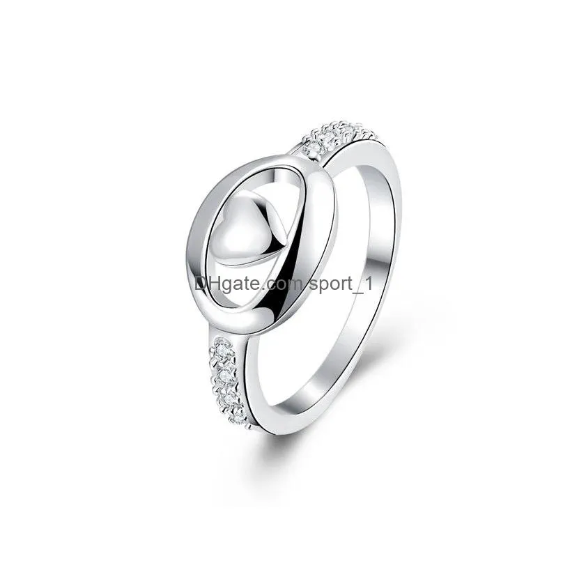 womens sterling silver plated hollow zircon ring three stone gssr714 fashion 925 silver plate rings