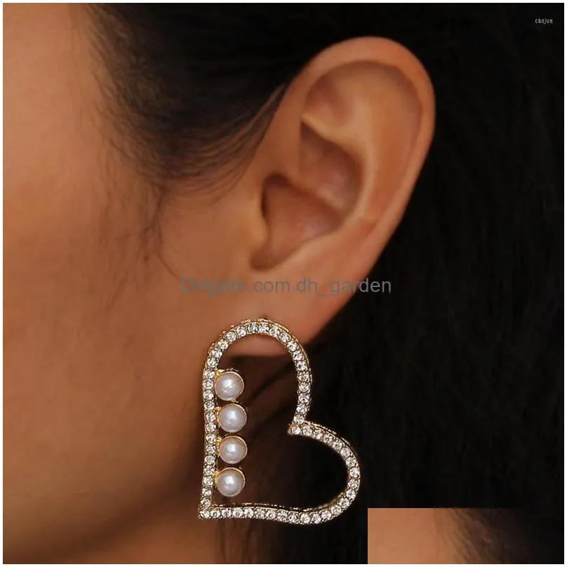 stud earrings try cute pearl heart for women elegant simple micro inlaid zircon love earring jewelry gift