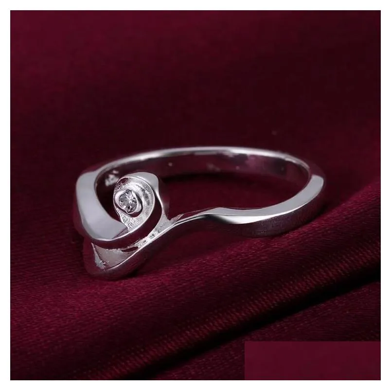 womens sterling silver plated inlaid round zircon ring gssr405 fashion 925 silver plate rings