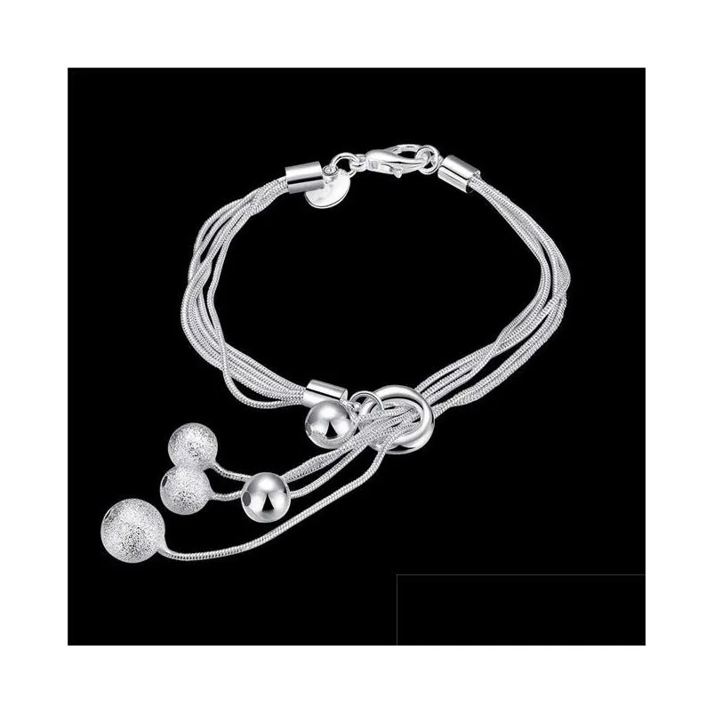 sterling silver plated small o hanging sand light bead charm bracelet gssb243 fashion 925 silver plate jewelry bracelets
