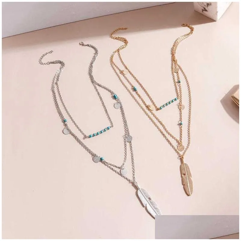 multilayer leaf tibetan silver turquoise pendant necklaces gstqn071 fashion gift national style women mens diy necklace pendants