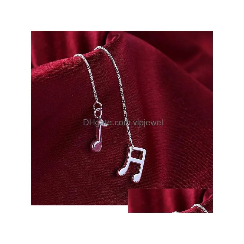 womens sterling silver plated sound symbol shape earrings dangle chandelier gsse856 fashion 925 silver plate earring gift
