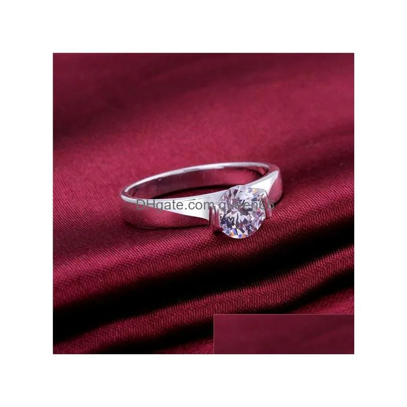 925 silver plate glossy diamond ring gssr603 factory direct sale brand fashion sterling silver plated finger rings