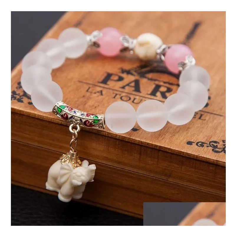  bursts of frosted crystal fashion cute little elephant bracelet jewelry fb298 mix order 20 pieces a lot charm bracelets