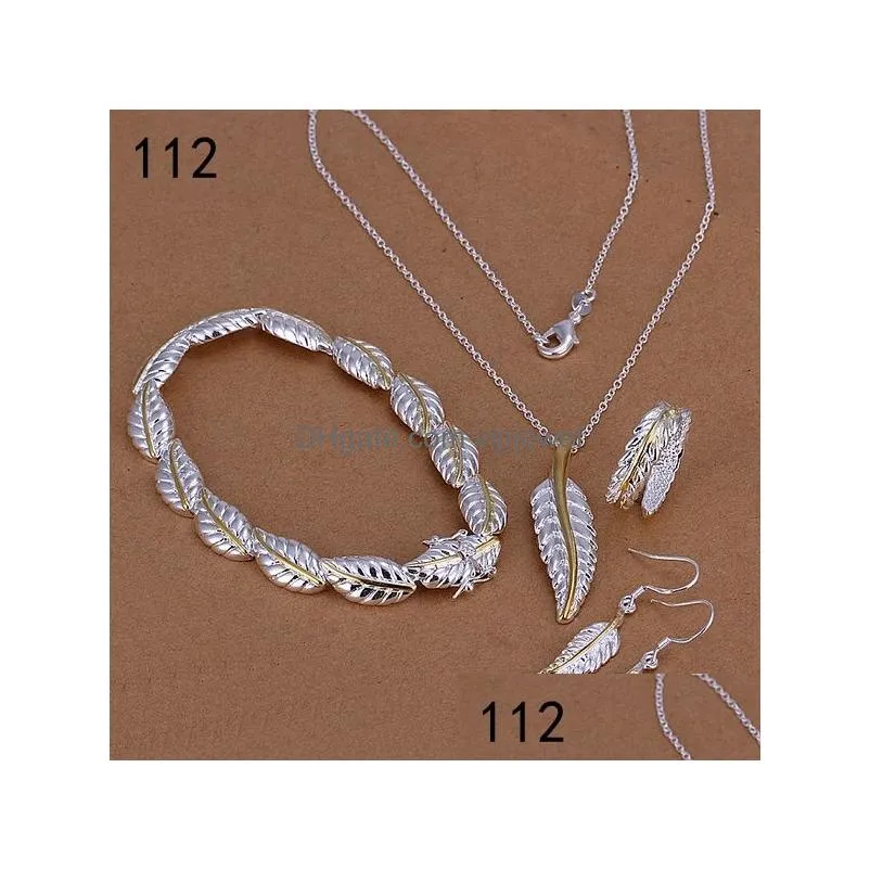  mix style same price womens sterling silver plated jewelry sets fashion 925 silver necklace bracelet earring ring set