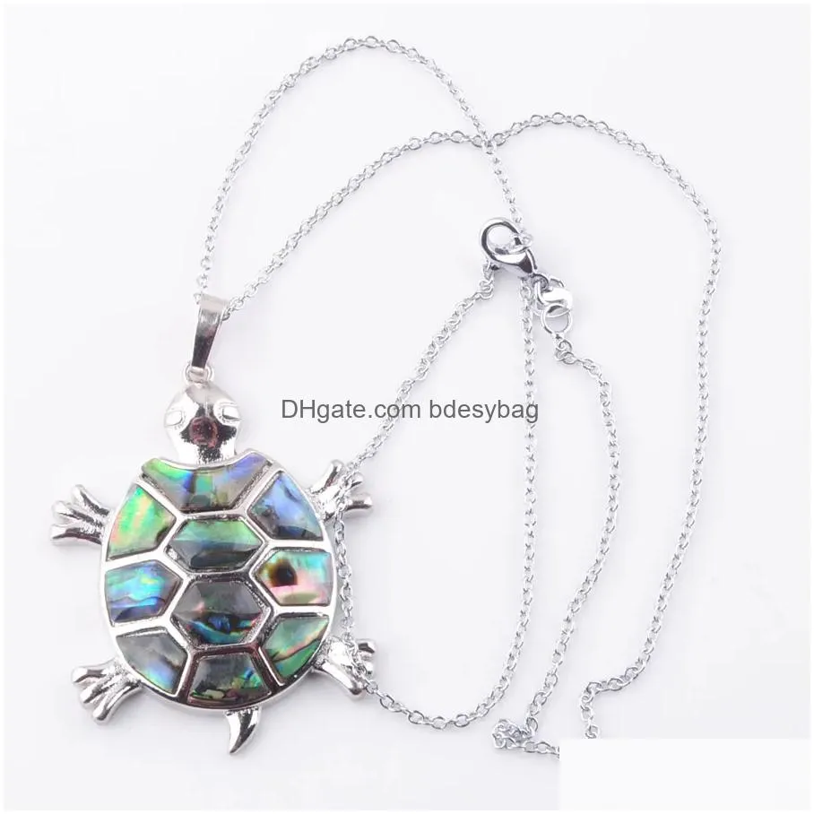 natural zealand abalone shell stone beads animal tortoise pendant necklace women men charms reiki jewelry fashion n3642