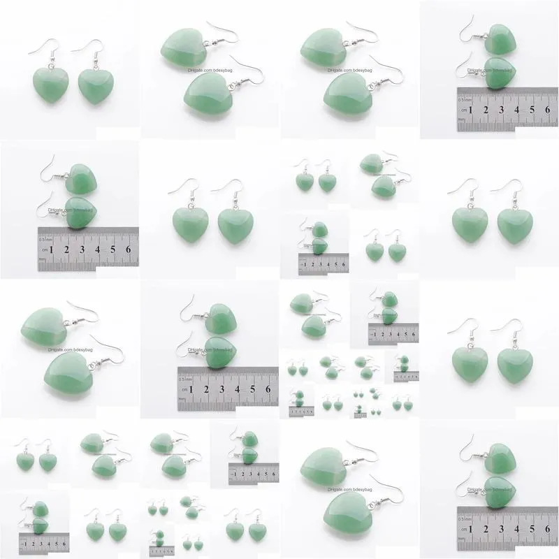 natural aventurine beads stone dangle chandelier earrings for women romantic heart shaped pendant hanging earring fashion jewelry