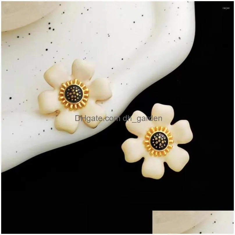 stud earrings 2023 style different design brass metal oil drop process boutique production women lasting shiny jewelry