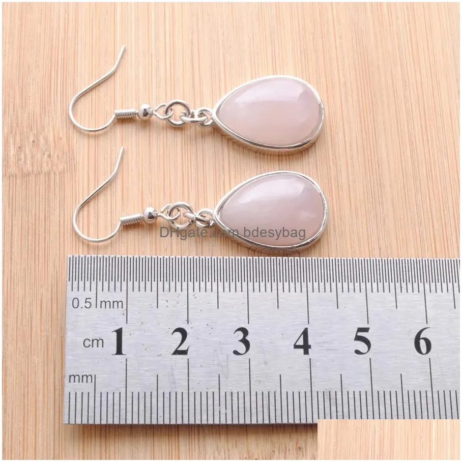 women dangle chandelier earrings natural rose quartzs gem stone teardrop bead reiki healing earrings bohemian jewelry r3178