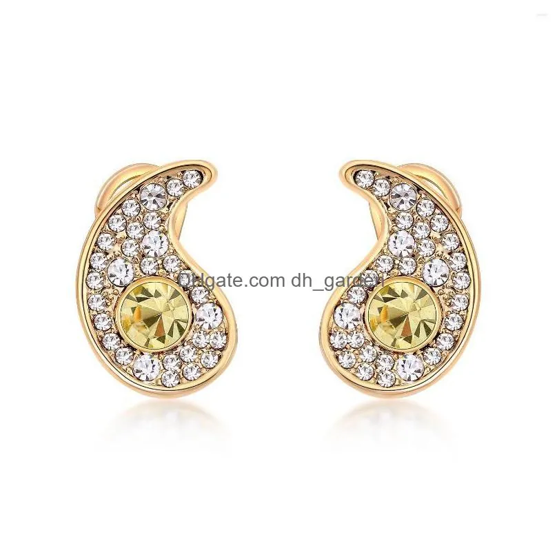 stud earrings er00063 korean fashion rhinestone earings birthday gift gold plated musical note women items with