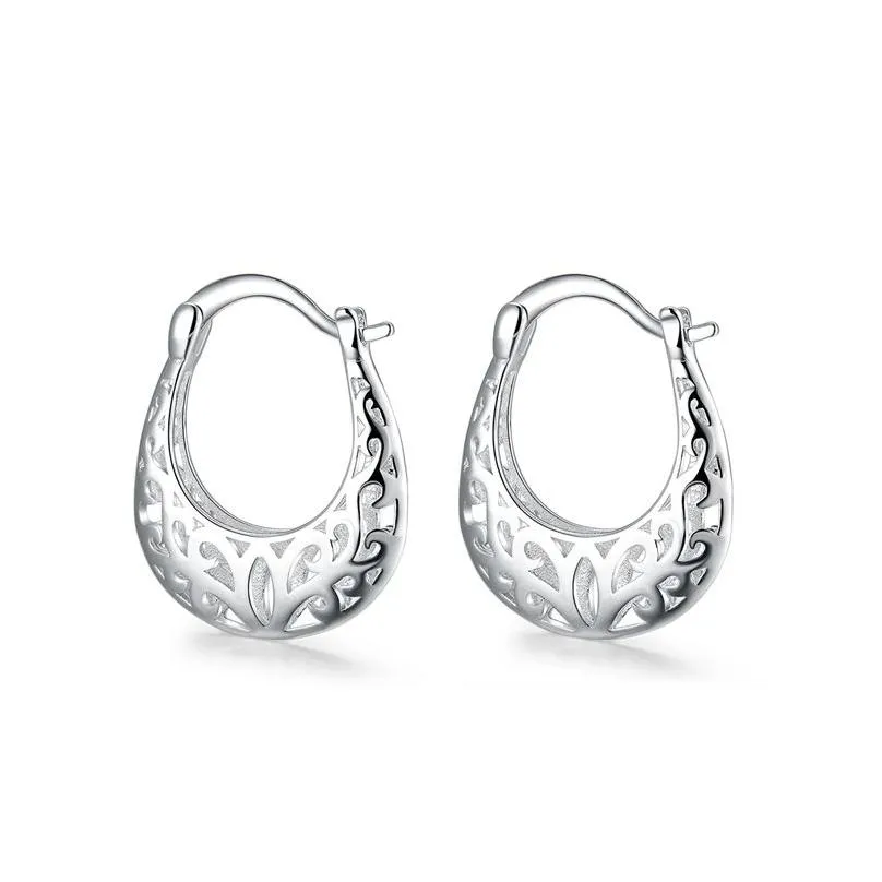 womens sterling silver plated hollow moon earrings ear cuff gsse632 fashion 925 silver plate earring jewelry gift