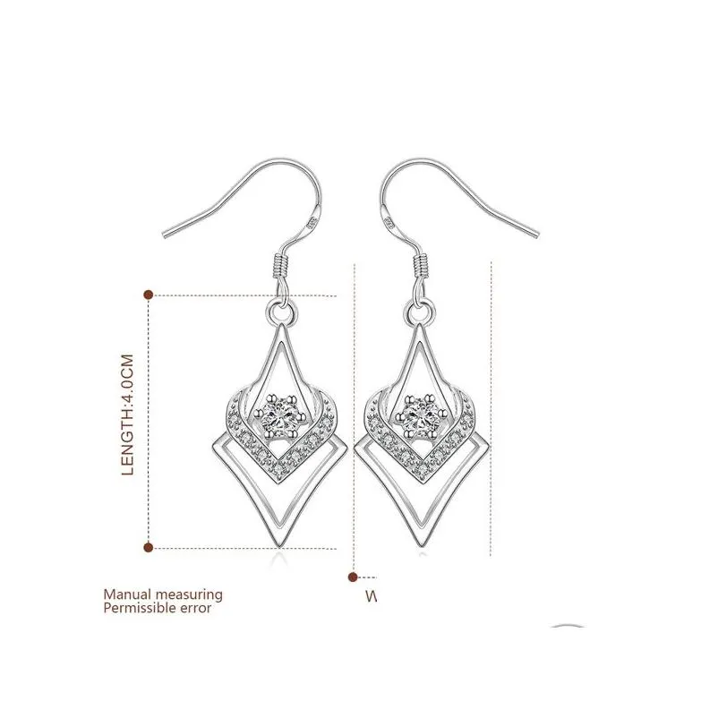 womens sterling silver plated hollow flower earrings dangle chandelier gsse444 fashion 925 silver plate earring gift