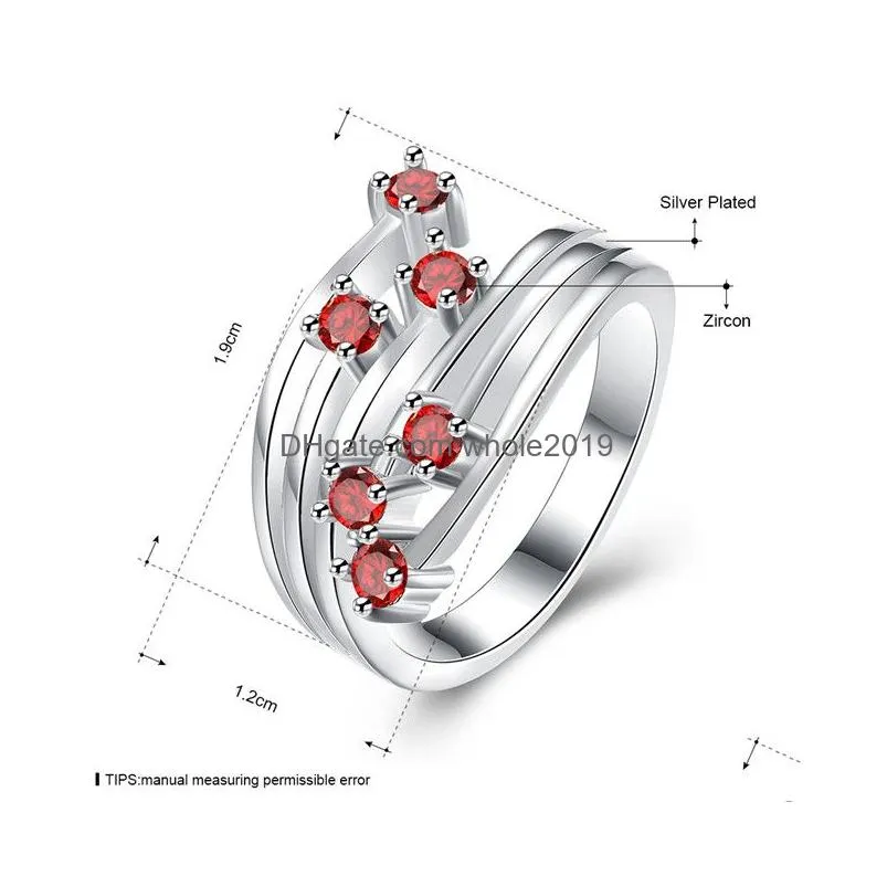 womens sterling silver plated red flower zircon ring gssr368 fashion 925 silver plate rings