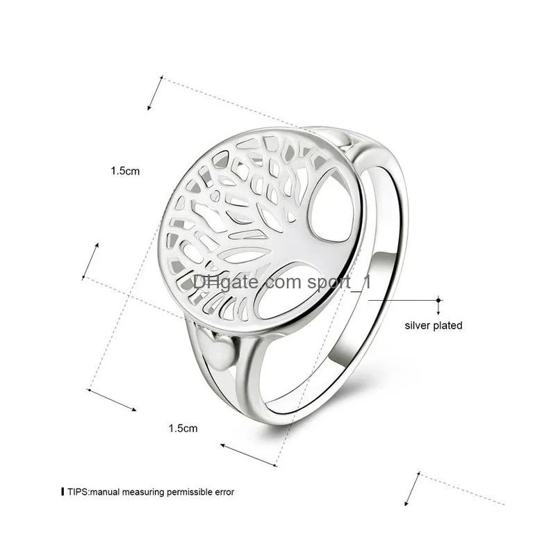 womens sterling silver plated hollow tree of life ring gssr892 fashion 925 silver plate rings