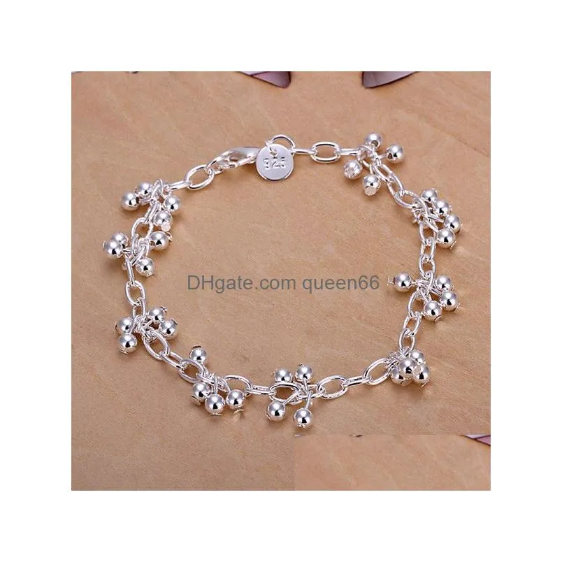 grape shell flower sterling silver plated link chain bracelets 8 pieces mixed style gtb2 high grade fashion womens 925 silver