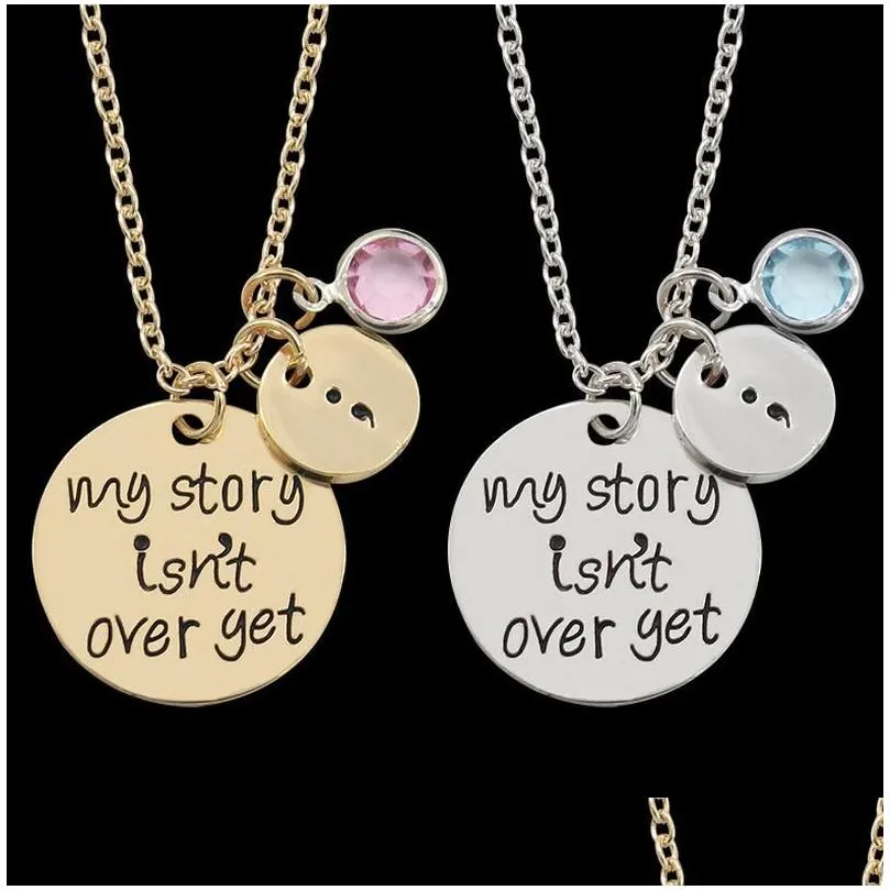 my story isnt over yet lettering inspirational necklace pendants gsfn451 with chain mix order pendant necklaces