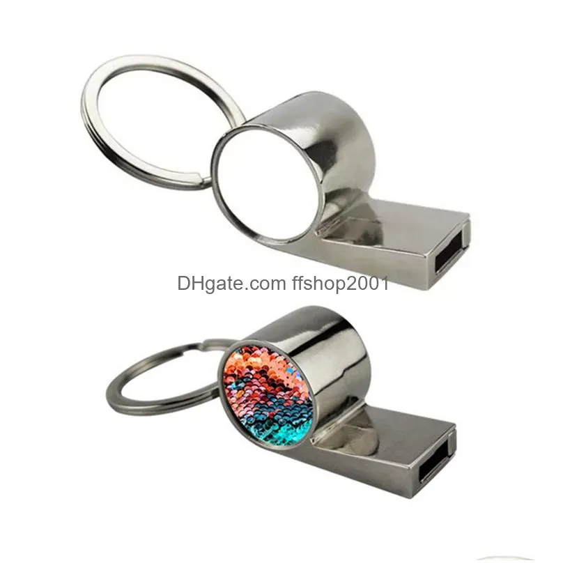 heat transfer whistle keychain pendant birthday party favor sublimation blank diy metal whistles
