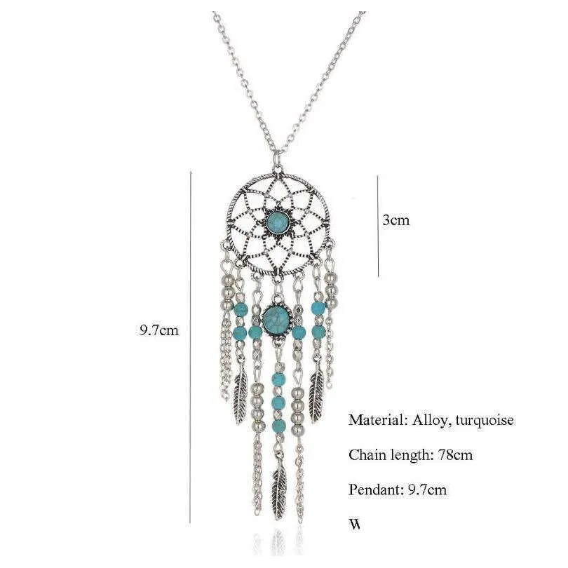 fringed feathers tibetan silver turquoise pendant necklaces gstqn069 fashion gift national style women mens diy necklace pendants