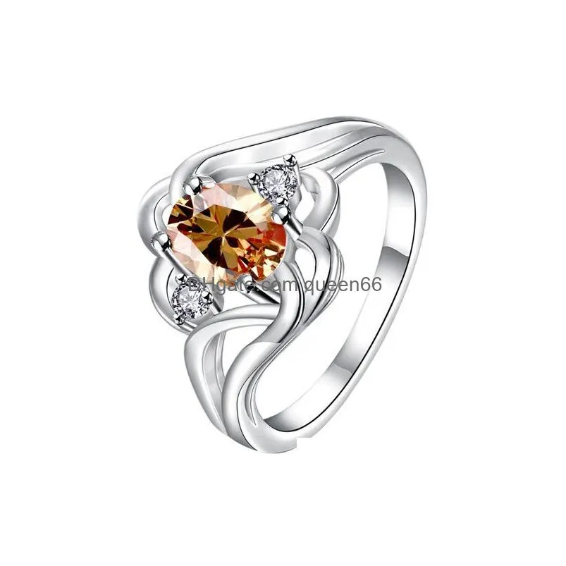 eye flower champagne gemstone 925 silver rings gtgr16 online for sale sterling silver plated ring 10 pieces mixed style