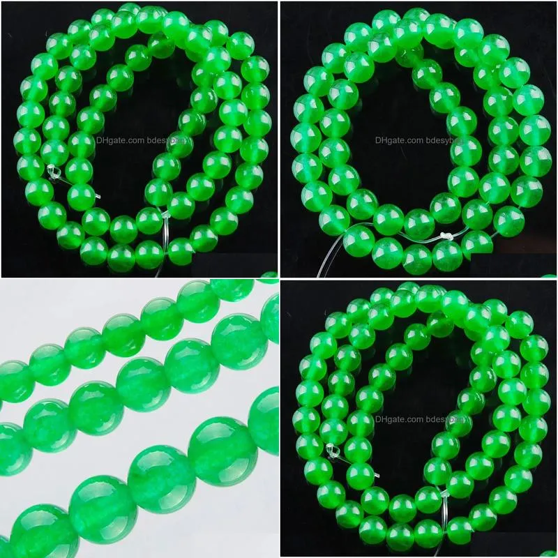 yowost natural green jade loose beads gemstone round 6mm 8mm 10mm spacer strand for making bracelets necklace jewelry accessories