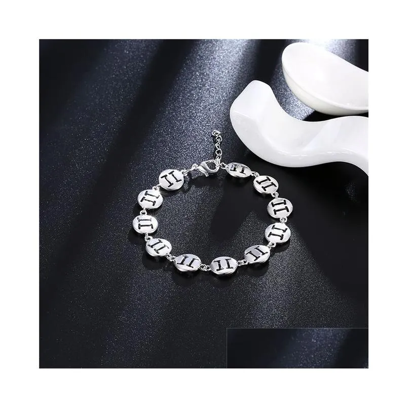 womens sterling silver plated gemini charm bracelet gssb578 fashion 925 silver plate jewelry bracelets