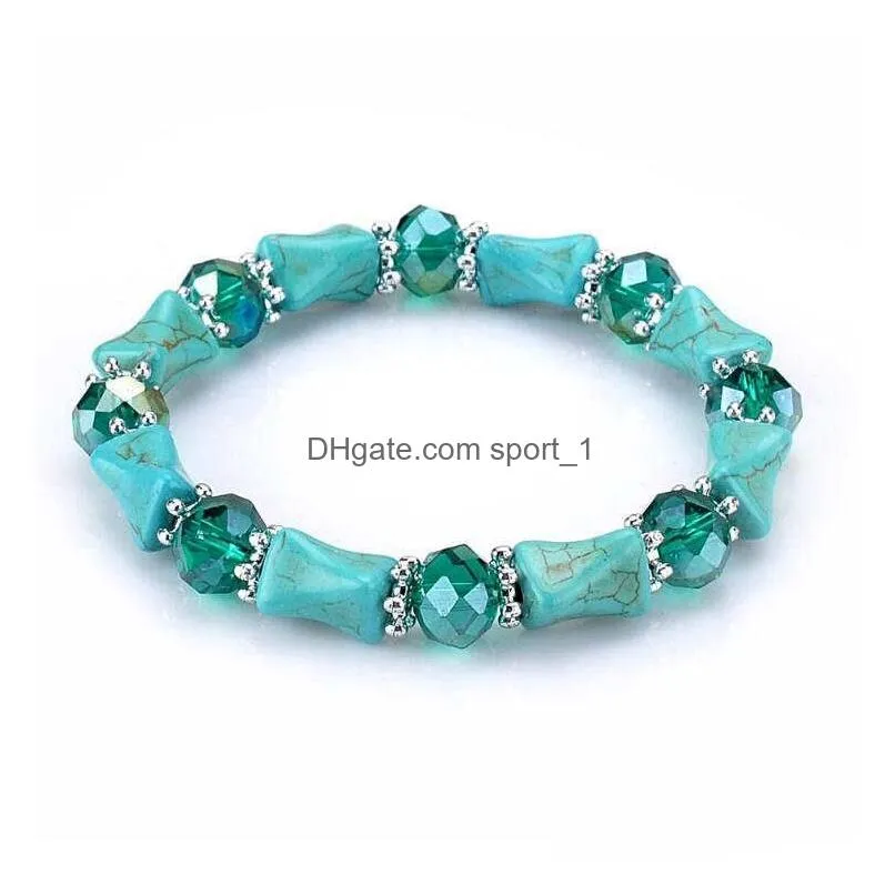 mix order geometry beads tibetan silver turquoise beaded strands bracelets gstqb041 fashion gift national style women mens diy