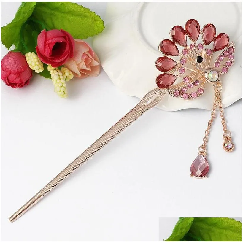  gift hairpin classic retro style hairpin tassel step rock drill decoration costume headdress fz014 mix order 20 pieces a lot