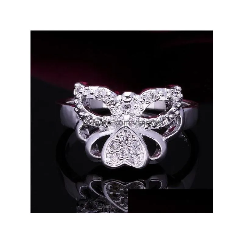 925 silver ring insets heart butterfly ring with side stones gssr409 factory direct sale brand fashion sterling silver plated finger