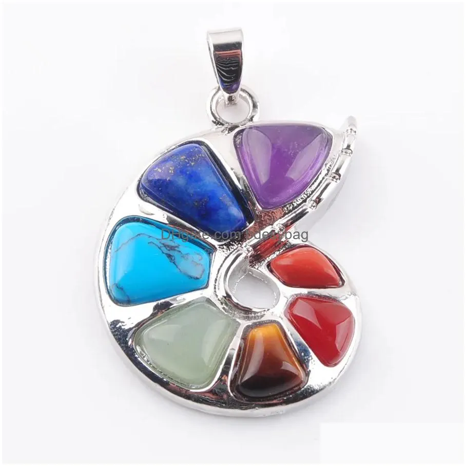 natural gem stone 7 chakra spiral shape pendant for women yoga reiki healing bead jewelry n3671