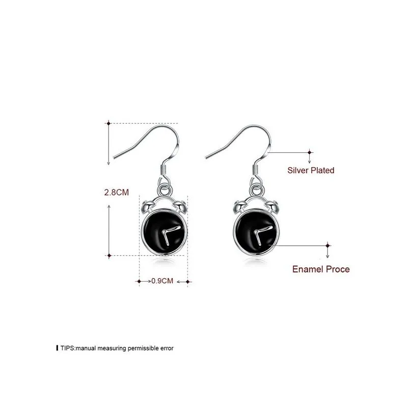 womens sterling silver plated alarm clock charm earrings gsse932 fashion 925 silver plate earring jewelry gift