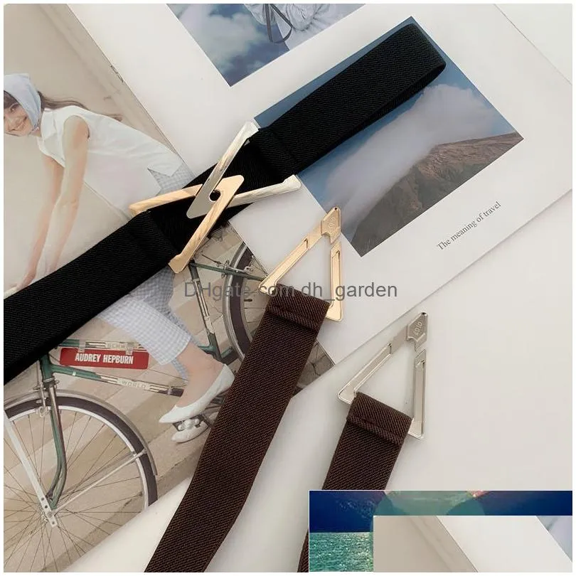 65cm fashion dress belts for women geometry waist elastic belts cummerbund strap famale triangle buckle coat clothes decoration factory price expert