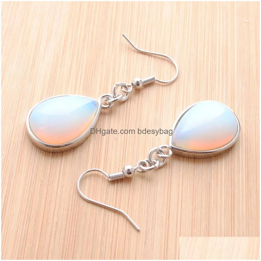 women dangle chandelier earrings natural opal gem stone teardrop bead reiki healing earrings bohemian jewelry r3182