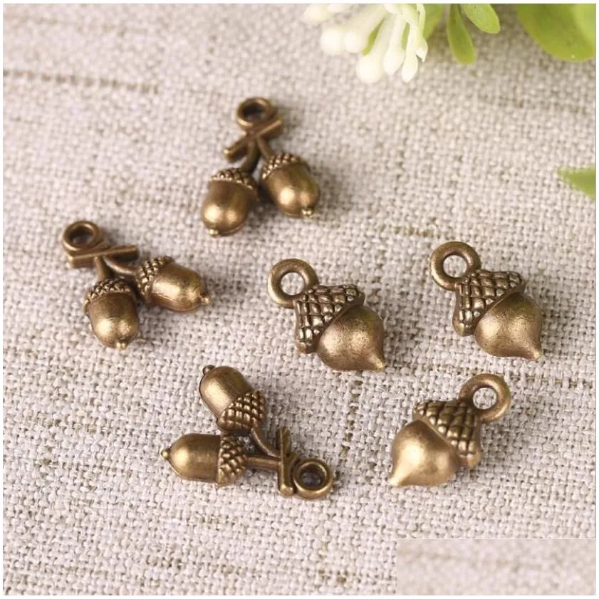 epacket dhs retro alloy antique cyan charms acorn small pendant gsxd013 jewelry charm pendants