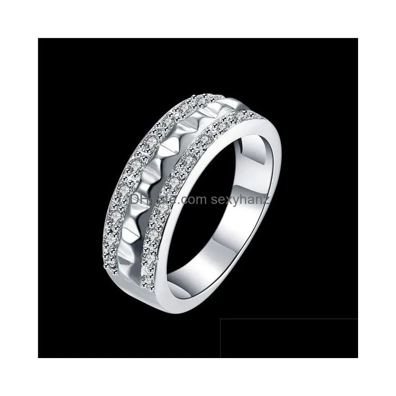 womens sterling silver plated full zircon ring gssr817 fashion 925 silver plate rings