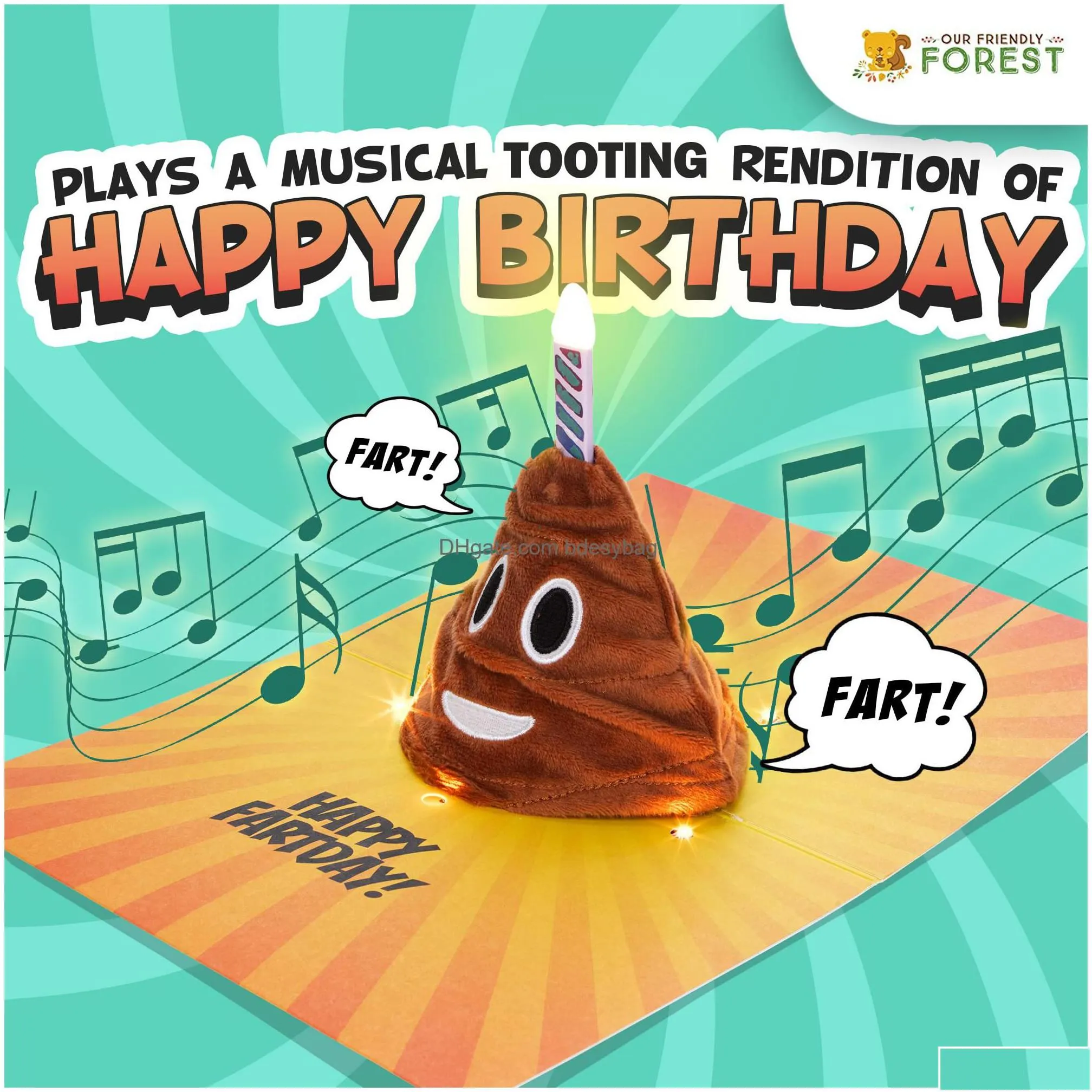 greeting cards plush happy birthday card plays sings a hilarious version of the song lights up in sync to music 3d  funny for men