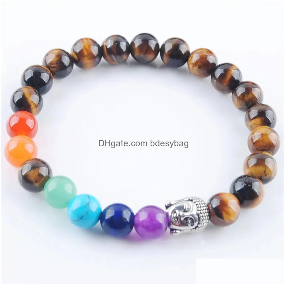 10 colors natural stone gem 8mm bracelets strands meditation healing 7 chakra for women jewelry bk325