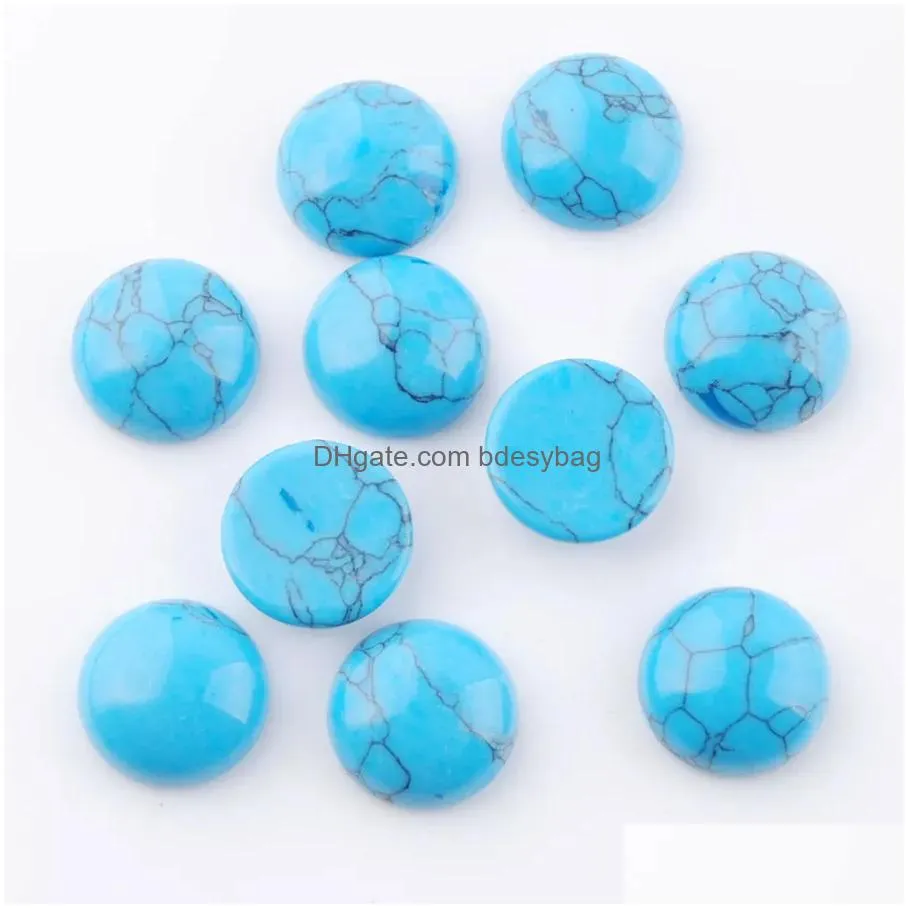 natural stone turquoises cabochon 12mm for jewelry making flat back fit round cameo stud earring accessories craft u3255