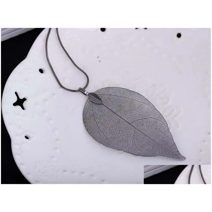 leaf goldplated long necklace simple and simple leaf sweater chain gsfn392 with chain mix order pendant necklaces