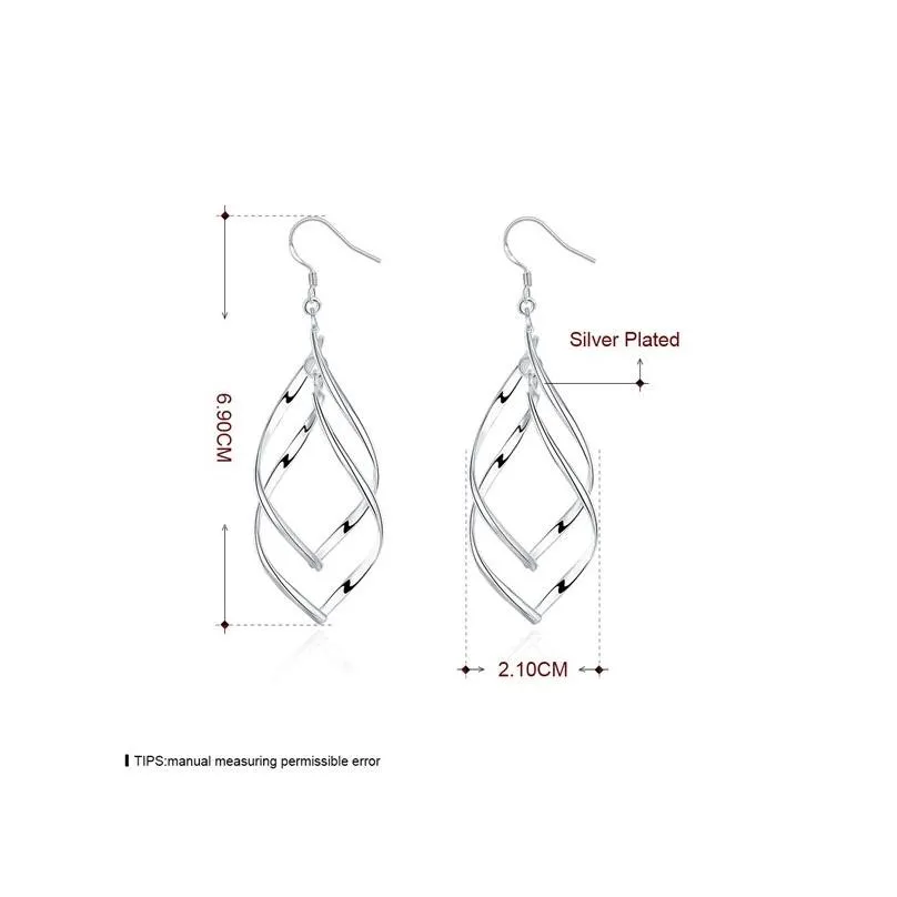 womens sterling silver plated double plantain earrings dangle chandelier gsse168 fashion 925 silver plate earring gift