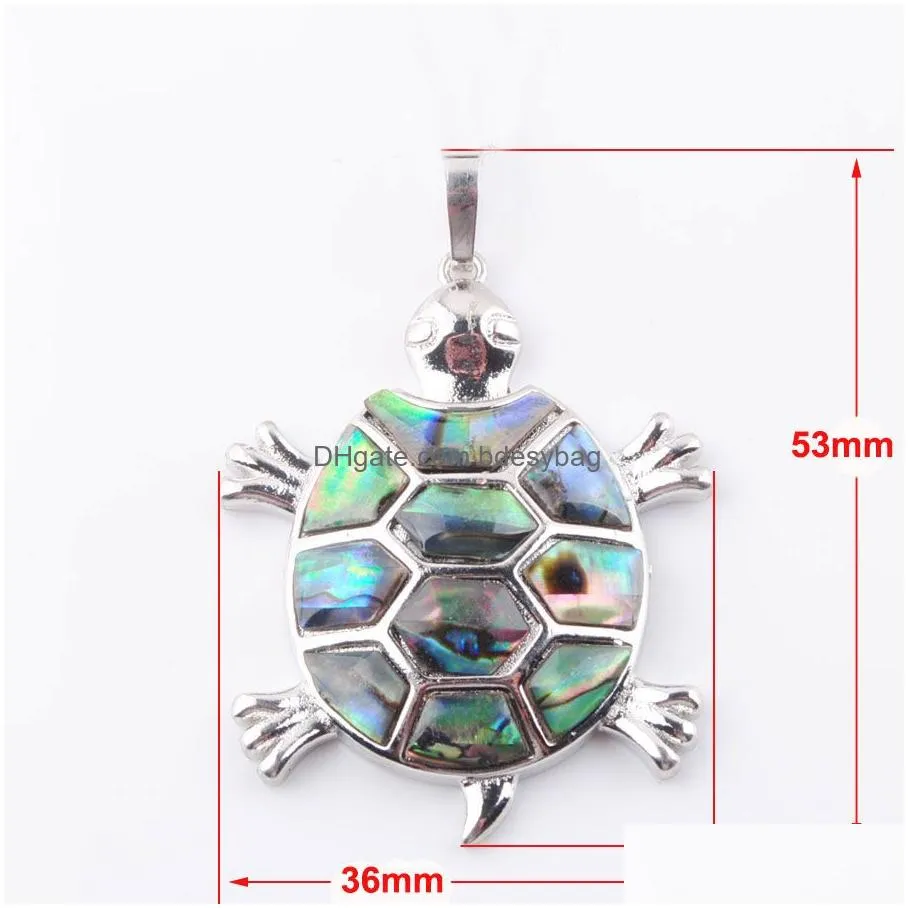 natural zealand abalone shell stone beads animal tortoise pendant necklace women men charms reiki jewelry fashion n3642