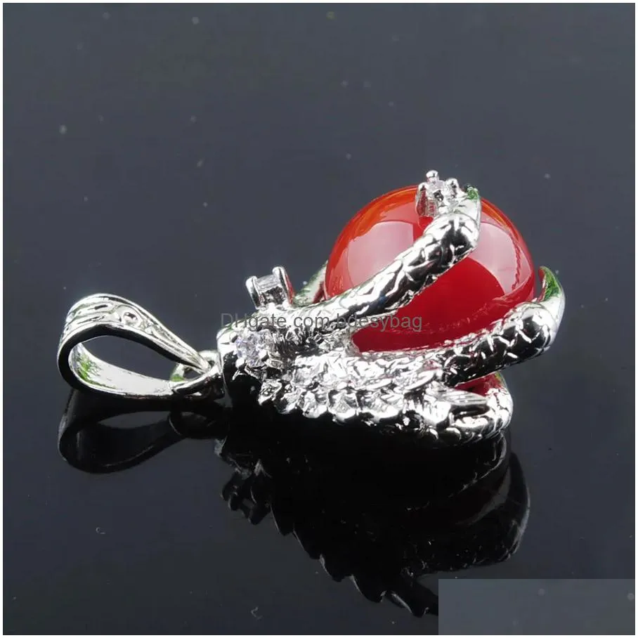 natural stone red agates pendants round ball bead dragon claw crystal reiki chakra women dangle pendant gift n3116