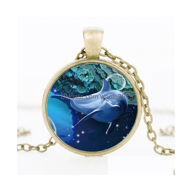 best gift creative time gem necklace 3d  glass pendant sweater chain hot wfn378 with chain mix order 20 pieces a lot