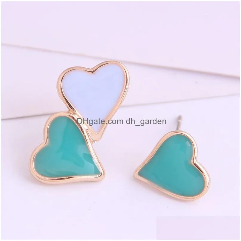 stud earrings fashion korean sweet cute heart shape small enamel for women girls trendy boucle doreille gifts